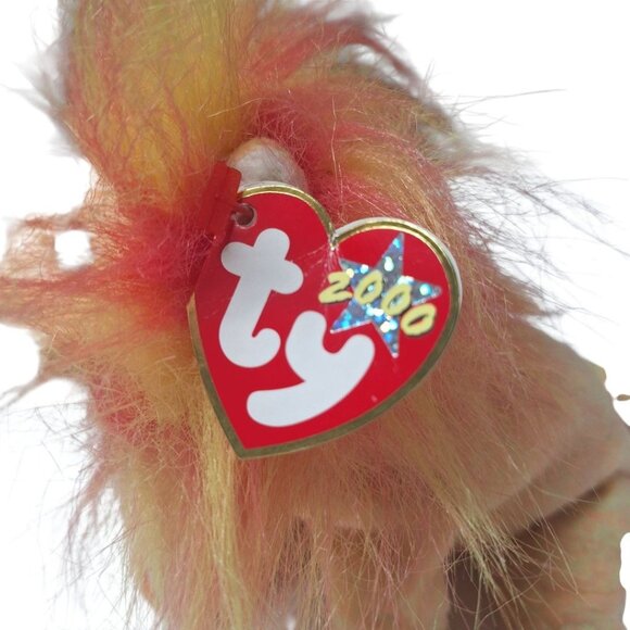 Ty Beanie Baby Bushy 2000 Lion Plush Orange Neon Cat Jungle Vintage - Picture 5 of 10
